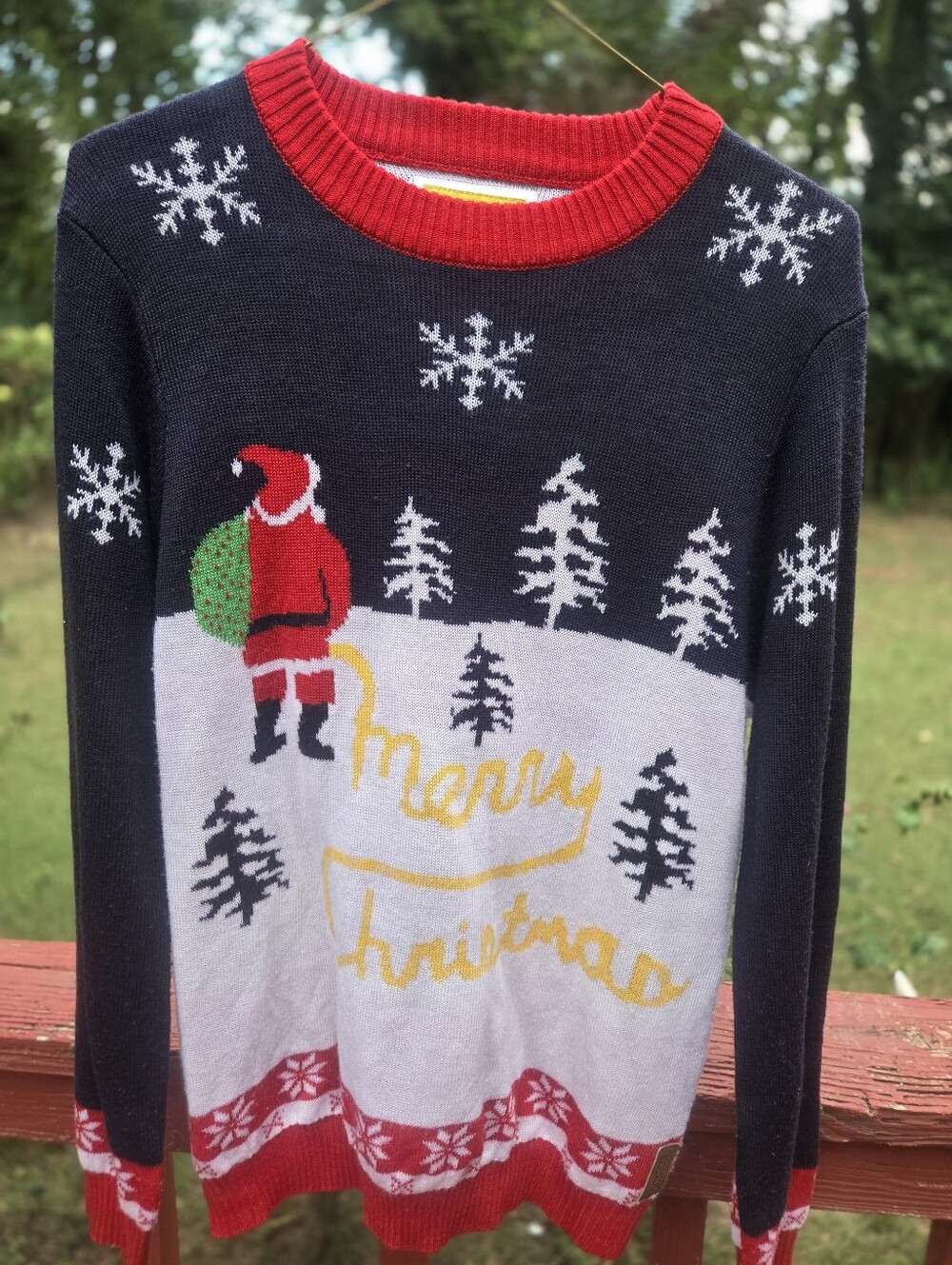 Tipsy Elves Merry Christmas Knit Sweater - Red, Black, White